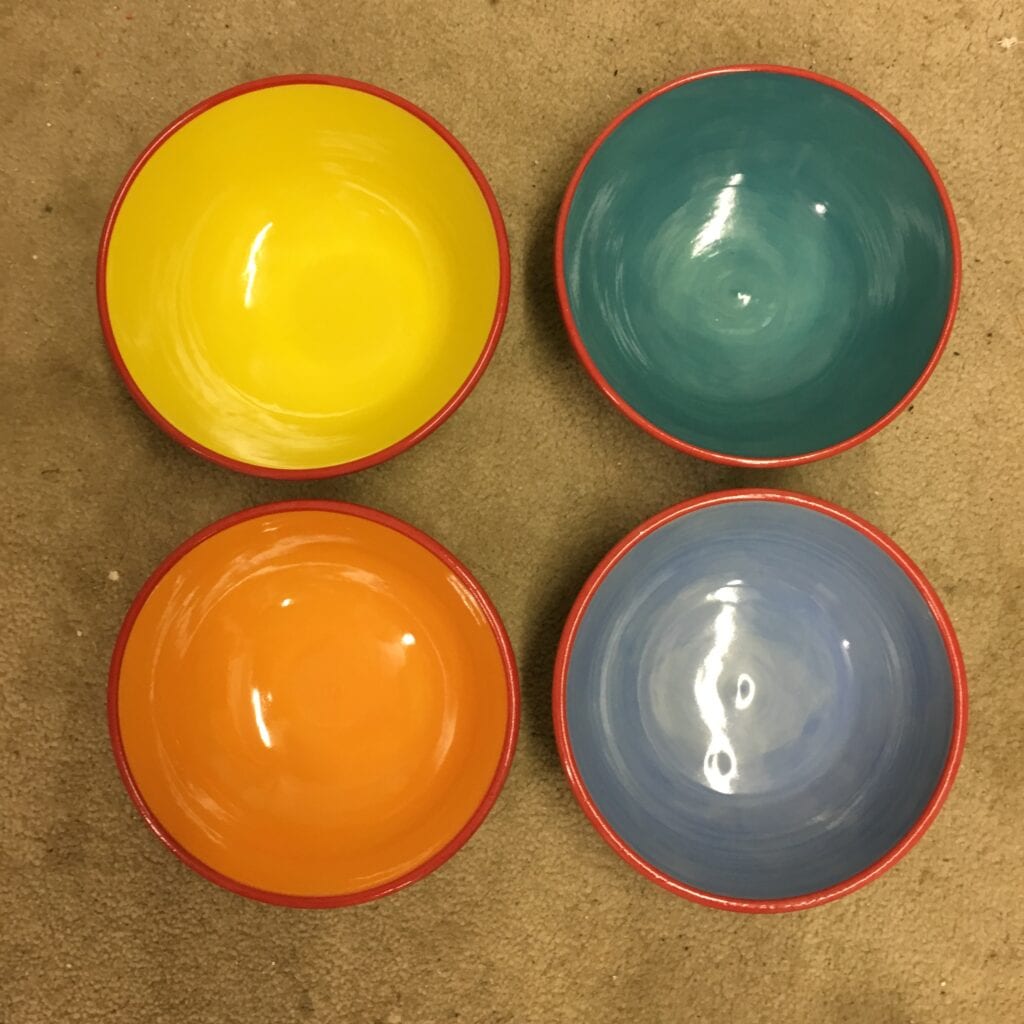 Colored Cereal Glazed Bowls Leavenworth Pottery